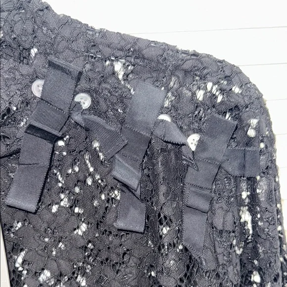 J. Crew Elegant Black Lace Top with Bow Accents - Picture 4 of 9